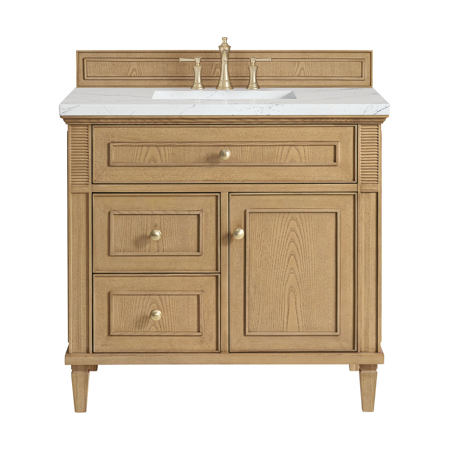 James Martin Vanities Lorelai 36" Light Natural Oak Single Vanity With 3 CM Ethereal Noctis Quartz Top