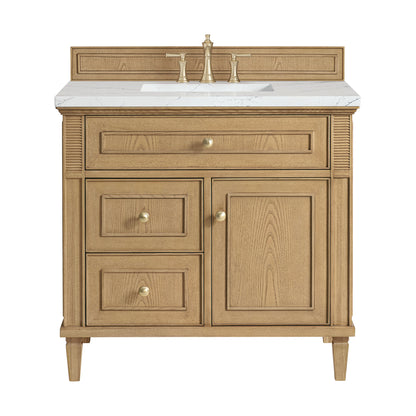 James Martin Vanities Lorelai 36" Light Natural Oak Single Vanity With 3 CM Ethereal Noctis Quartz Top