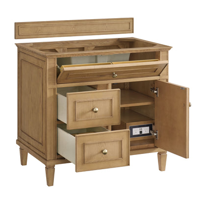 James Martin Vanities Lorelai 36" Light Natural Oak Single Vanity With 3 CM Lime Delight Quartz Top