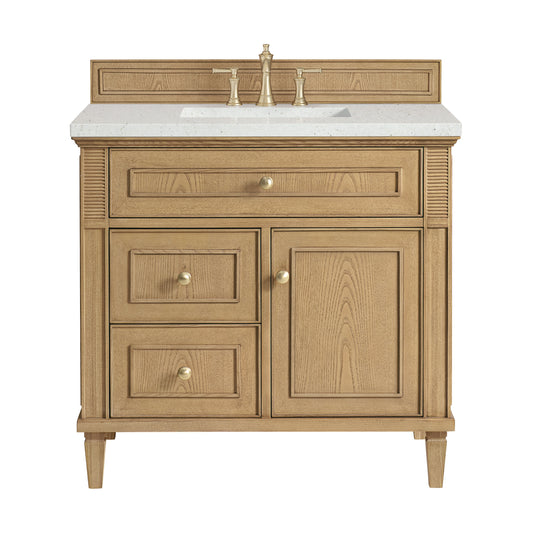 James Martin Vanities Lorelai 36" Light Natural Oak Single Vanity With 3 CM Lime Delight Quartz Top