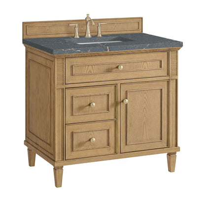 James Martin Vanities Lorelai 36" Light Natural Oak Single Vanity With 3 CM Parisien Bleu Quartz Top