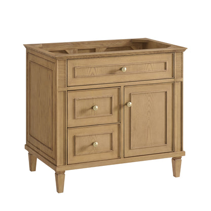 James Martin Vanities Lorelai 36" Light Natural Oak Single Vanity With 3 CM White Zeus Quartz Top