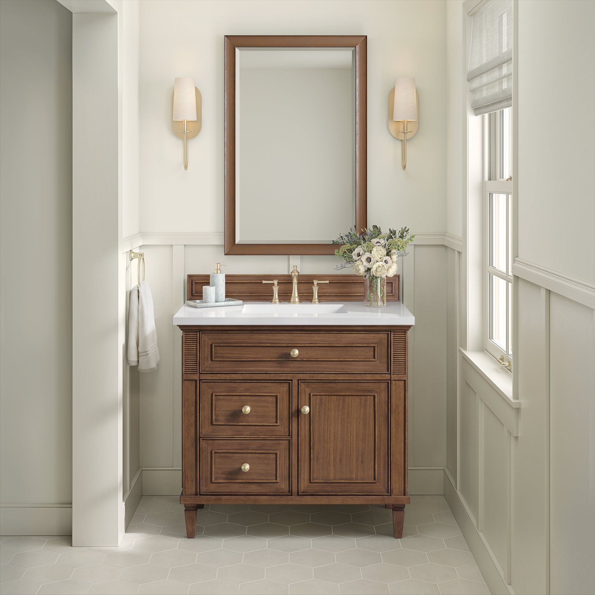 James Martin Vanities Lorelai 36" Mid-Century Walnut Single Vanity