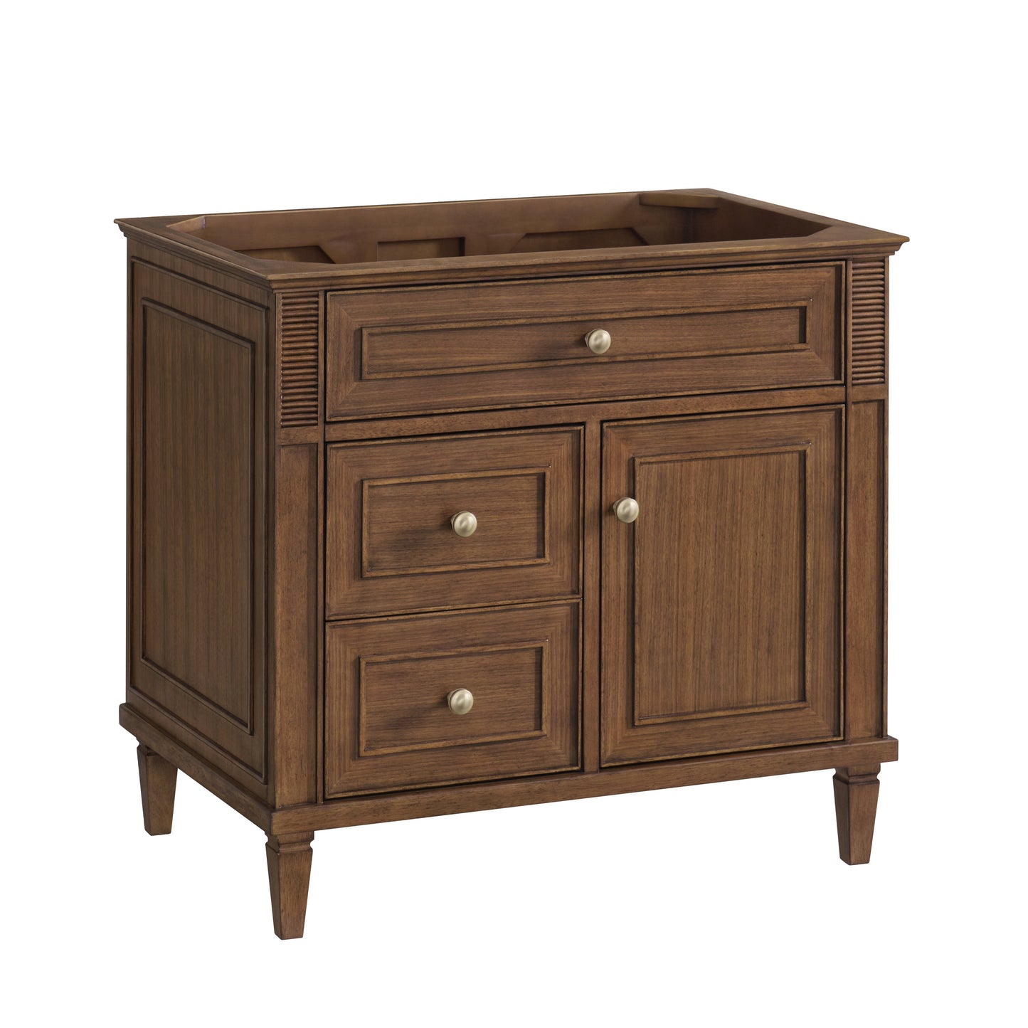 James Martin Vanities Lorelai 36" Mid-Century Walnut Single Vanity With 3 CM Arctic Fall Solid Surface Top