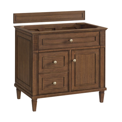 James Martin Vanities Lorelai 36" Mid-Century Walnut Single Vanity With 3 CM Carrara White Marble Top