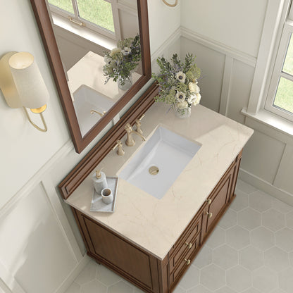 James Martin Vanities Lorelai 36" Mid-Century Walnut Single Vanity With 3 CM Eternal Marfil Quartz Top