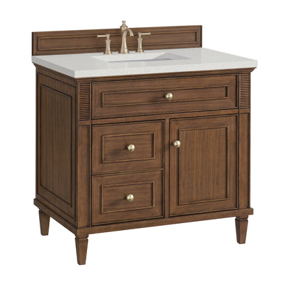 James Martin Vanities Lorelai 36" Mid-Century Walnut Single Vanity With 3 CM Lime Delight Quartz Top