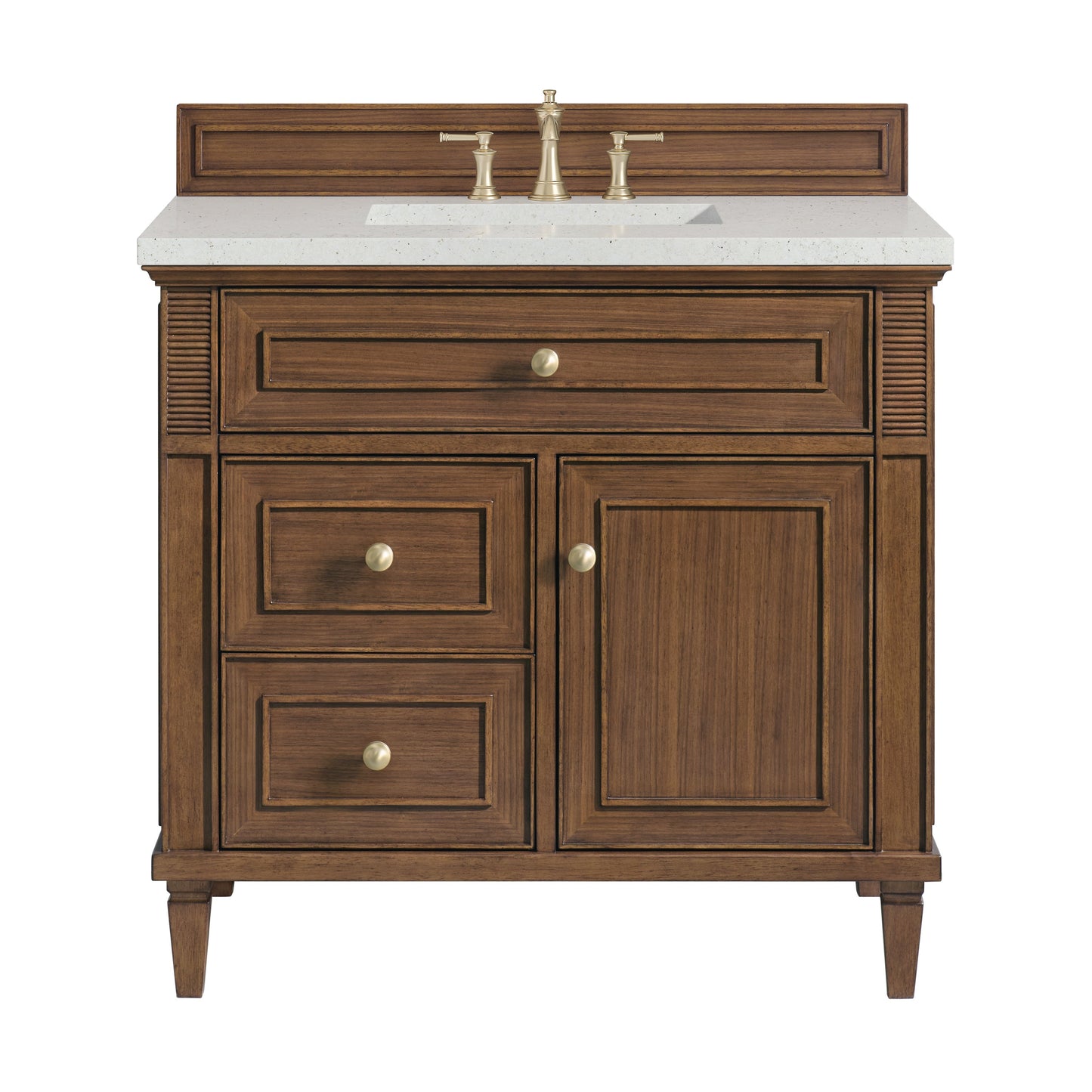 James Martin Vanities Lorelai 36" Mid-Century Walnut Single Vanity With 3 CM Lime Delight Quartz Top