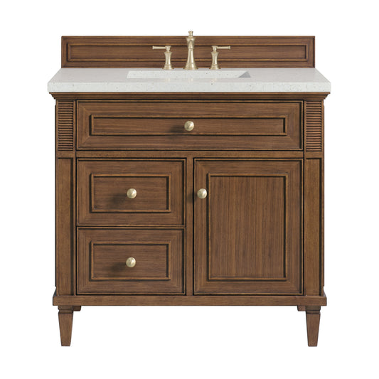 James Martin Vanities Lorelai 36" Mid-Century Walnut Single Vanity With 3 CM Lime Delight Quartz Top