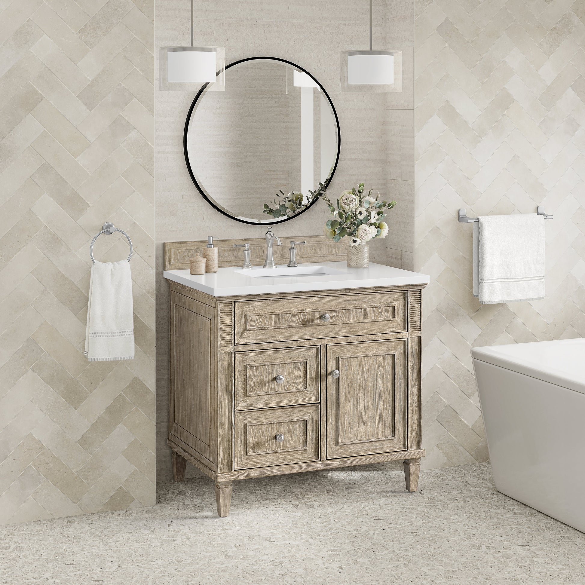 James Martin Vanities Lorelai 36" Whitewashed Oak Single Vanity