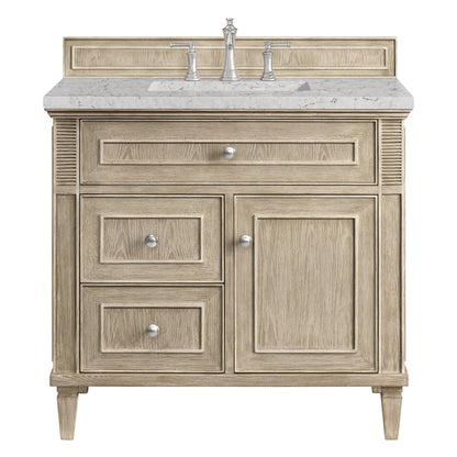 James Martin Vanities Lorelai 36" Whitewashed Oak Single Vanity With 3 CM Eternal Jasmine Pearl Quartz Top