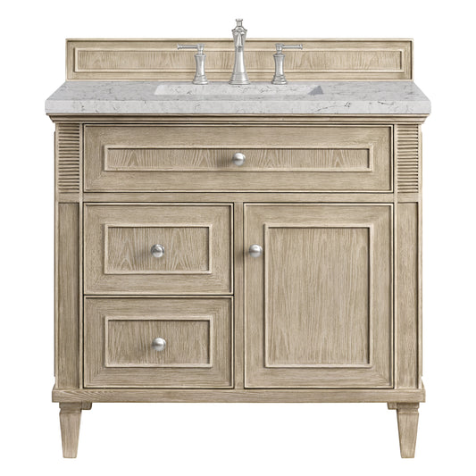 James Martin Vanities Lorelai 36" Whitewashed Oak Single Vanity With 3 CM Eternal Jasmine Pearl Quartz Top