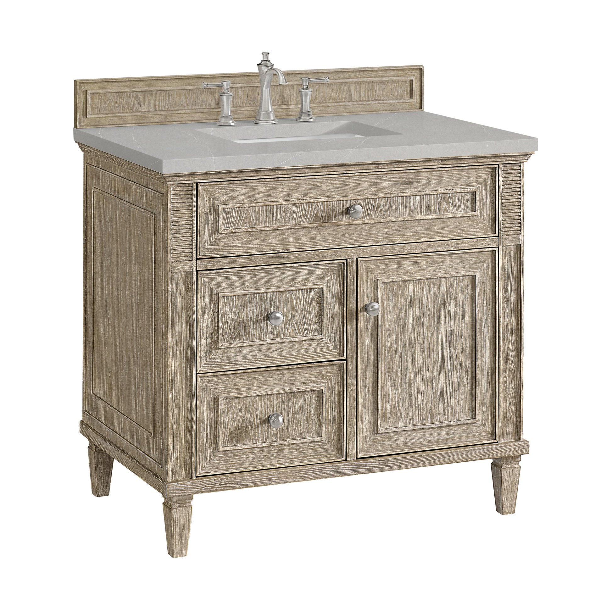 James Martin Vanities Lorelai 36" Whitewashed Oak Single Vanity With 3 CM Eternal Serena Quartz Top