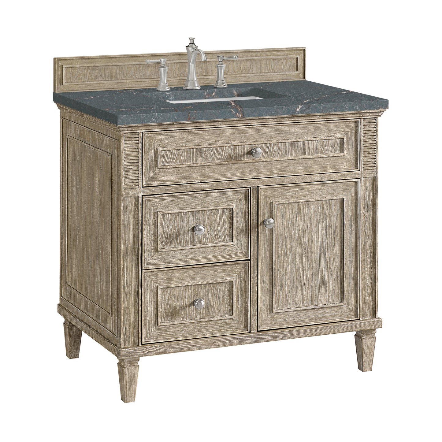 James Martin Vanities Lorelai 36" Whitewashed Oak Single Vanity With 3 CM Parisien Bleu Quartz Top