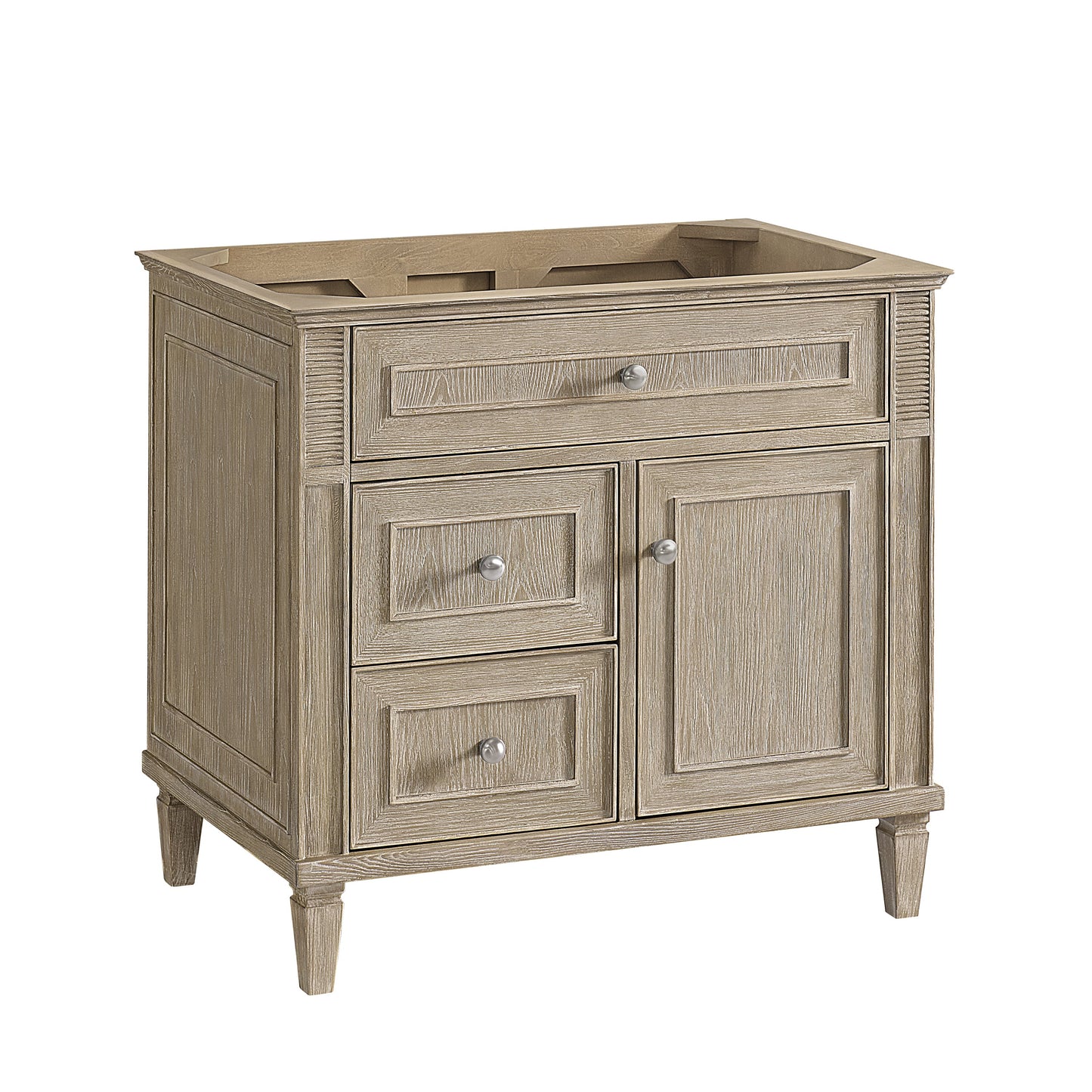 James Martin Vanities Lorelai 36" Whitewashed Oak Single Vanity With 3 CM White Zeus Quartz Top