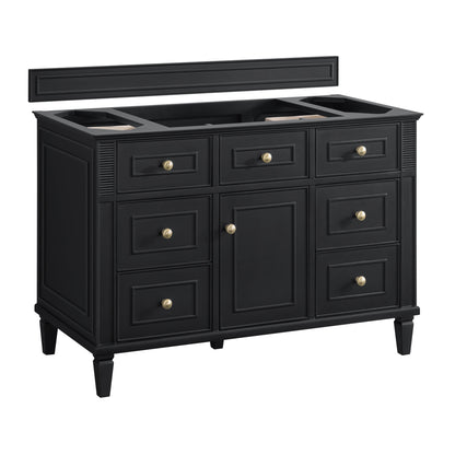 James Martin Vanities Lorelai 48" Black Onyx Single Vanity With 3 CM Arctic Fall Solid Surface Top