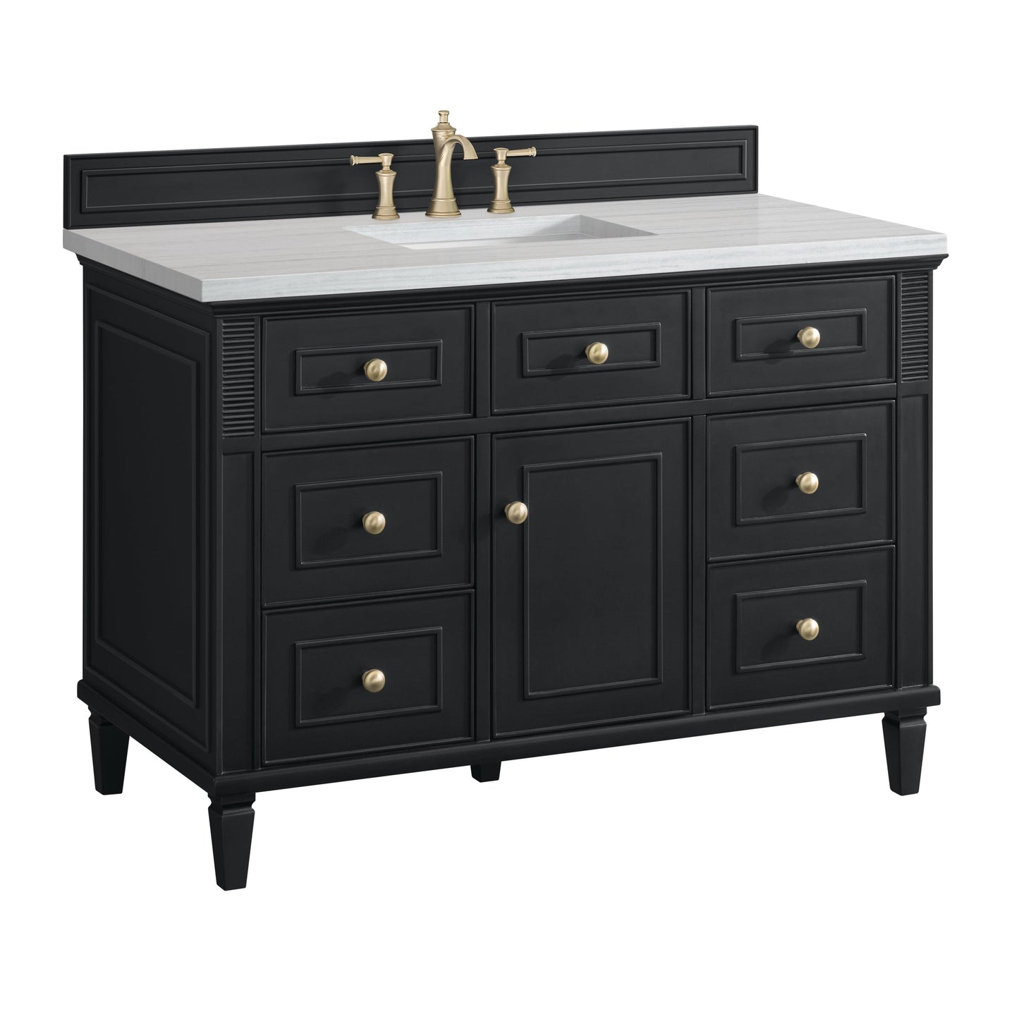 James Martin Vanities Lorelai 48" Black Onyx Single Vanity With 3 CM Arctic Fall Solid Surface Top