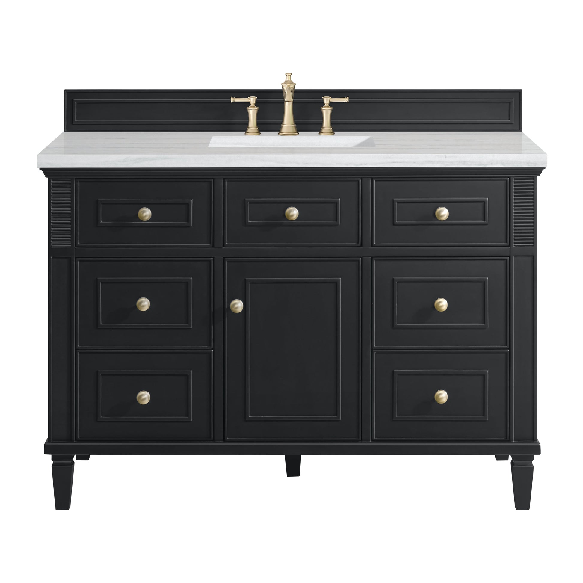 James Martin Vanities Lorelai 48" Black Onyx Single Vanity With 3 CM Arctic Fall Solid Surface Top