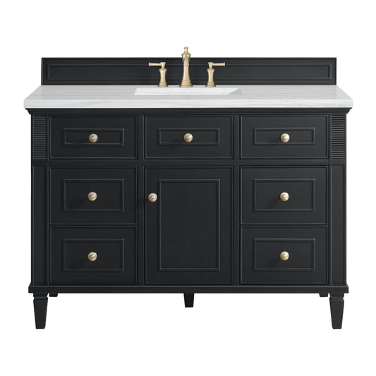 James Martin Vanities Lorelai 48" Black Onyx Single Vanity With 3 CM Arctic Fall Solid Surface Top