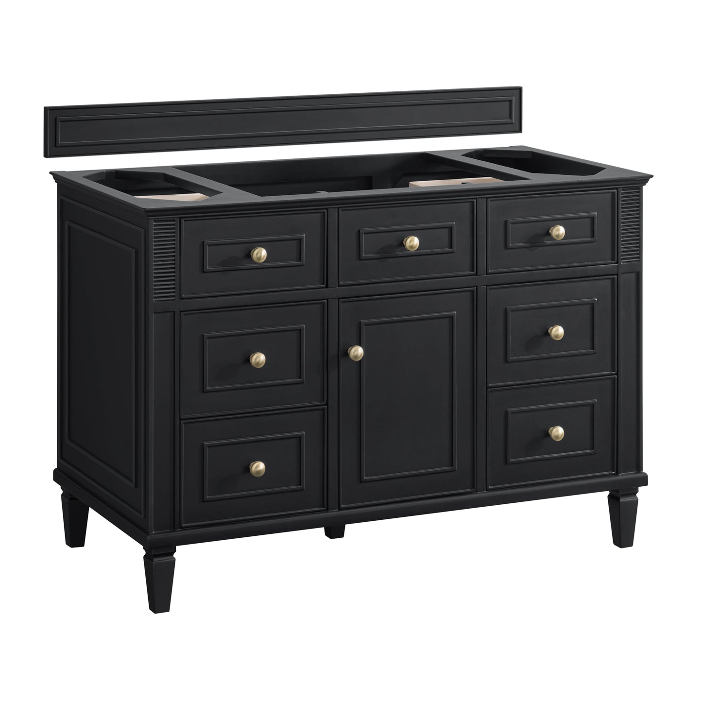 James Martin Vanities Lorelai 48" Black Onyx Single Vanity With 3 CM Carrara White Marble Top