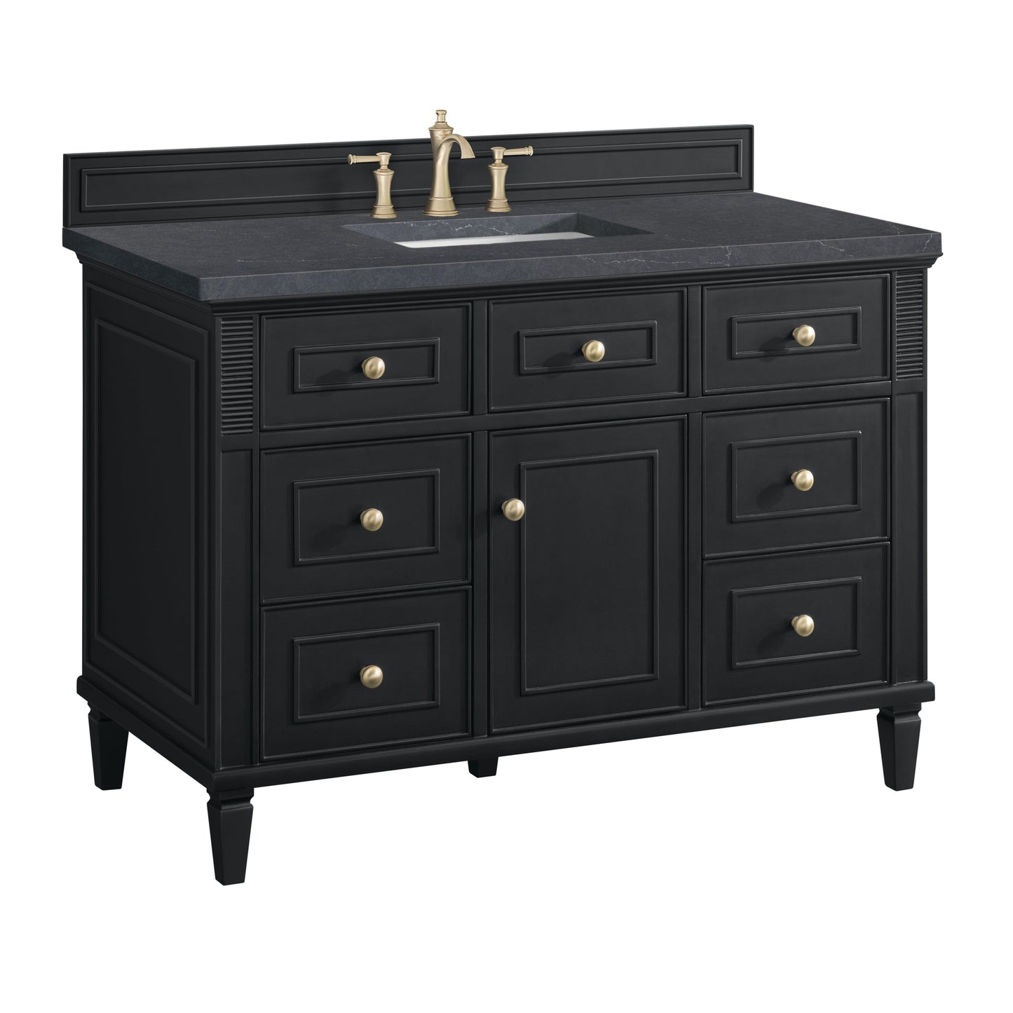 James Martin Vanities Lorelai 48" Black Onyx Single Vanity With 3 CM Charcoal Soapstone Quartz Top