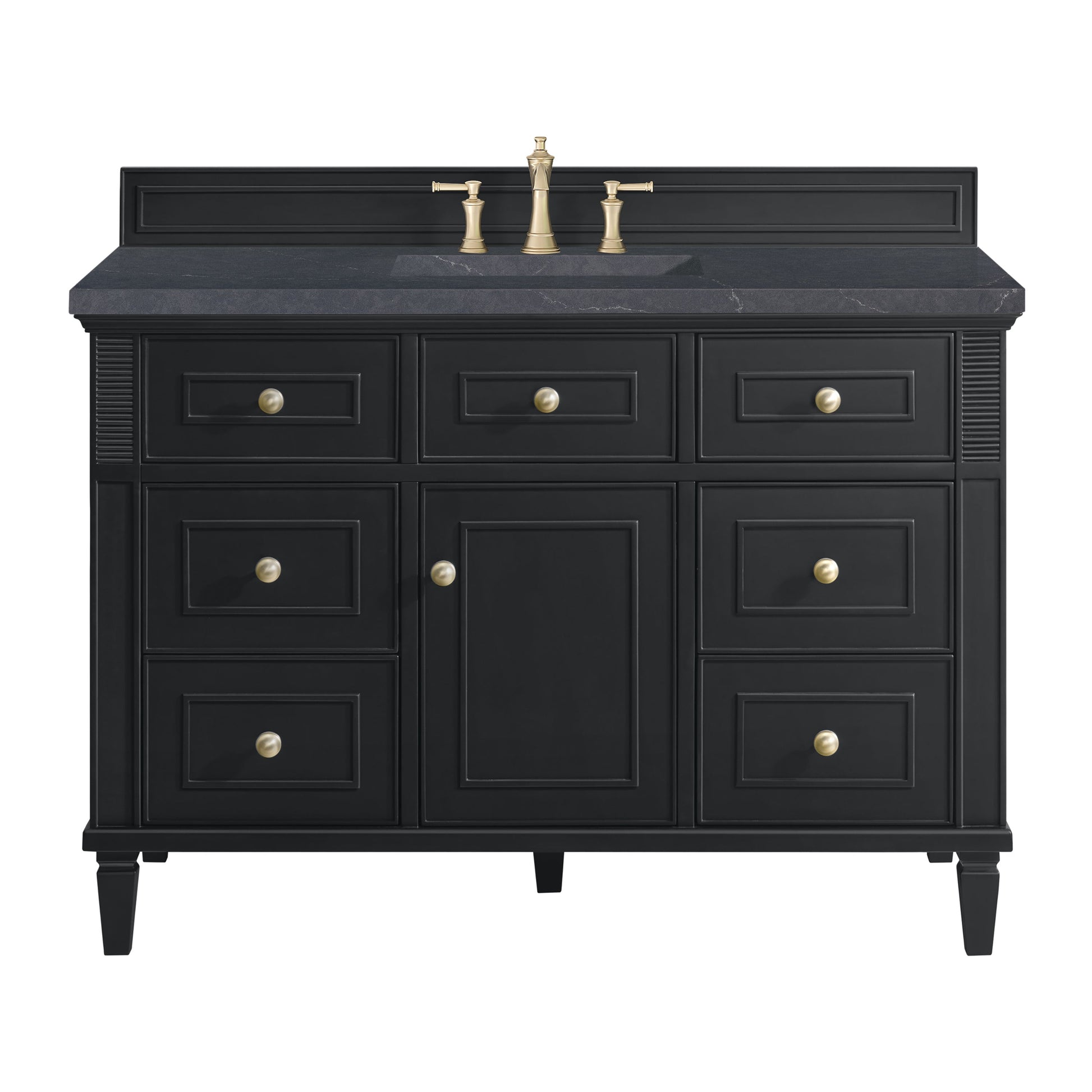 James Martin Vanities Lorelai 48" Black Onyx Single Vanity With 3 CM Charcoal Soapstone Quartz Top