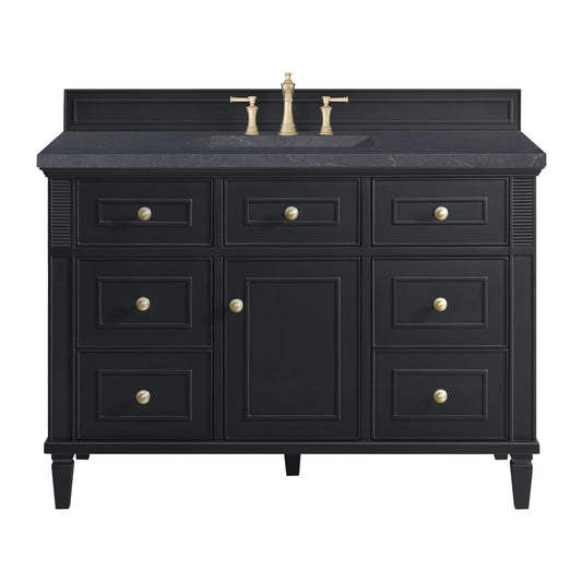 James Martin Vanities Lorelai 48" Black Onyx Single Vanity With 3 CM Charcoal Soapstone Quartz Top