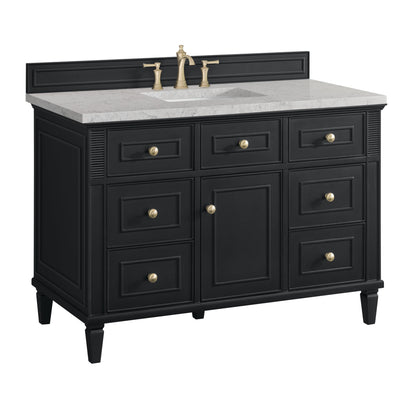 James Martin Vanities Lorelai 48" Black Onyx Single Vanity With 3 CM Eternal Jasmine Pearl Quartz Top