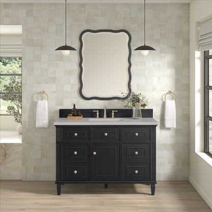 James Martin Vanities Lorelai 48" Black Onyx Single Vanity With 3 CM Eternal Serena Quartz Top