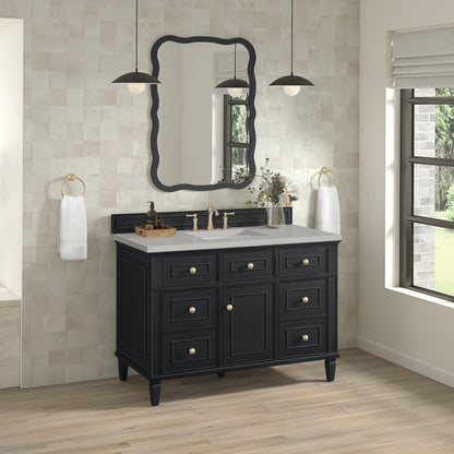 James Martin Vanities Lorelai 48" Black Onyx Single Vanity With 3 CM Eternal Serena Quartz Top