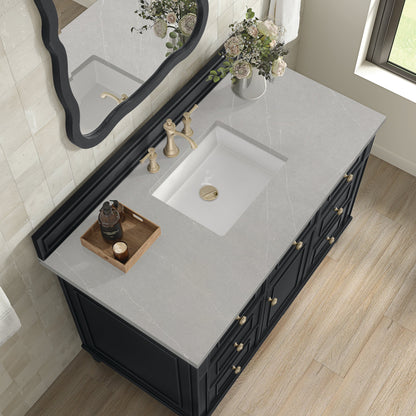 James Martin Vanities Lorelai 48" Black Onyx Single Vanity With 3 CM Eternal Serena Quartz Top