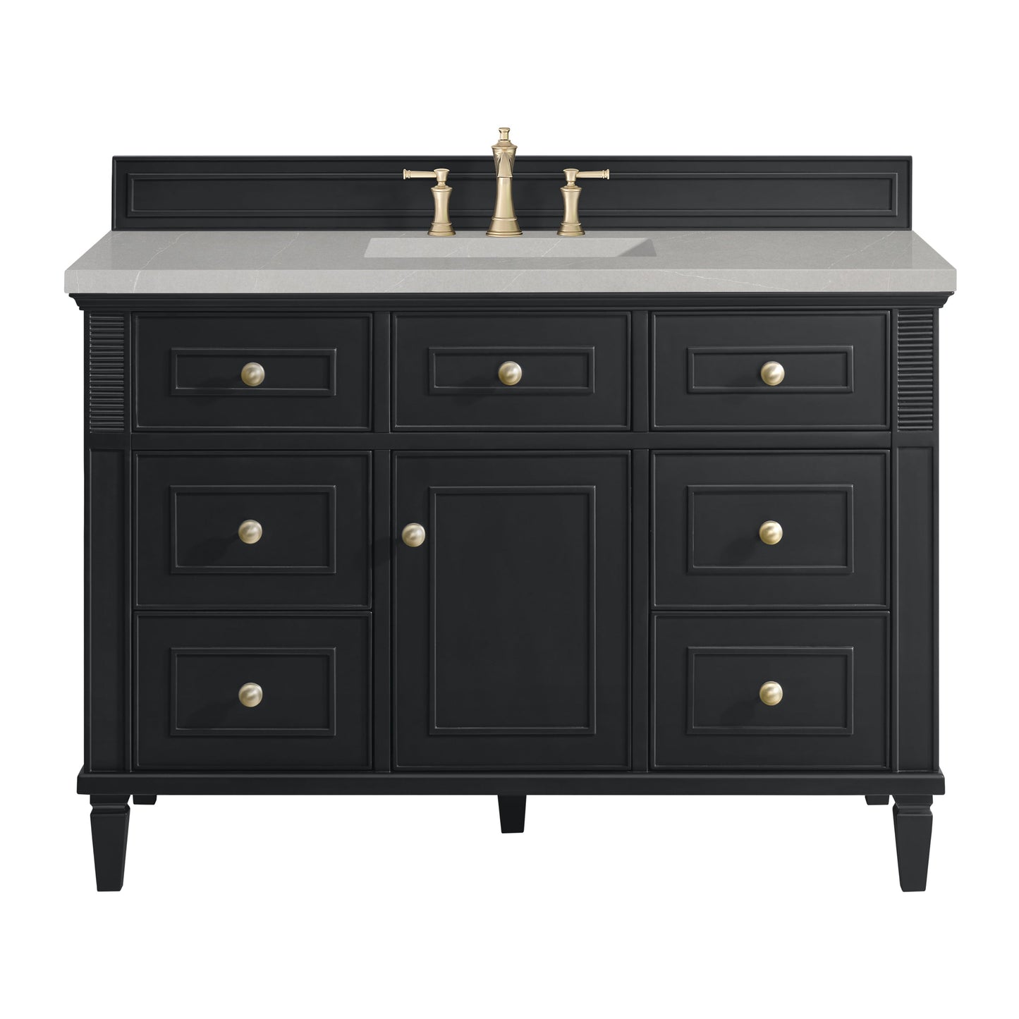 James Martin Vanities Lorelai 48" Black Onyx Single Vanity With 3 CM Eternal Serena Quartz Top