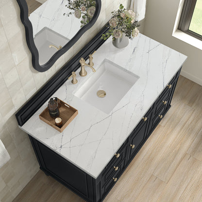 James Martin Vanities Lorelai 48" Black Onyx Single Vanity With 3 CM Ethereal Noctis Quartz Top