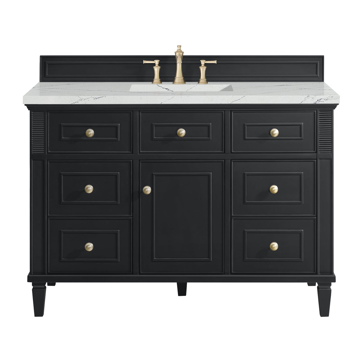 James Martin Vanities Lorelai 48" Black Onyx Single Vanity With 3 CM Ethereal Noctis Quartz Top