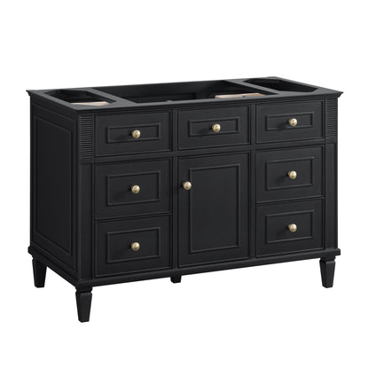 James Martin Vanities Lorelai 48" Black Onyx Single Vanity With 3 CM White Zeus Quartz Top