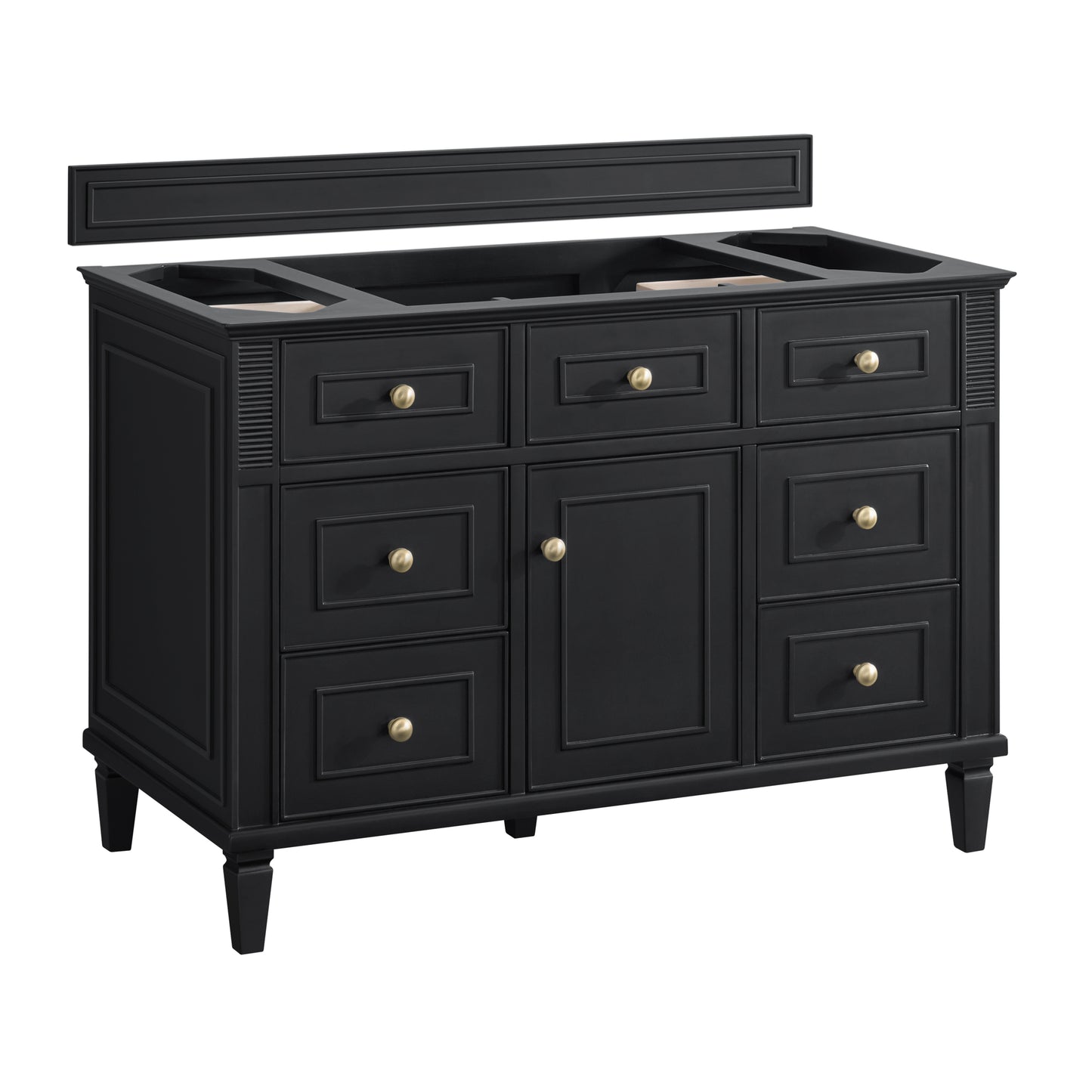 James Martin Vanities Lorelai 48" Black Onyx Single Vanity With 3 cm Eternal Jasmine Pearl Silestone Top and FreePower Wireless Charger