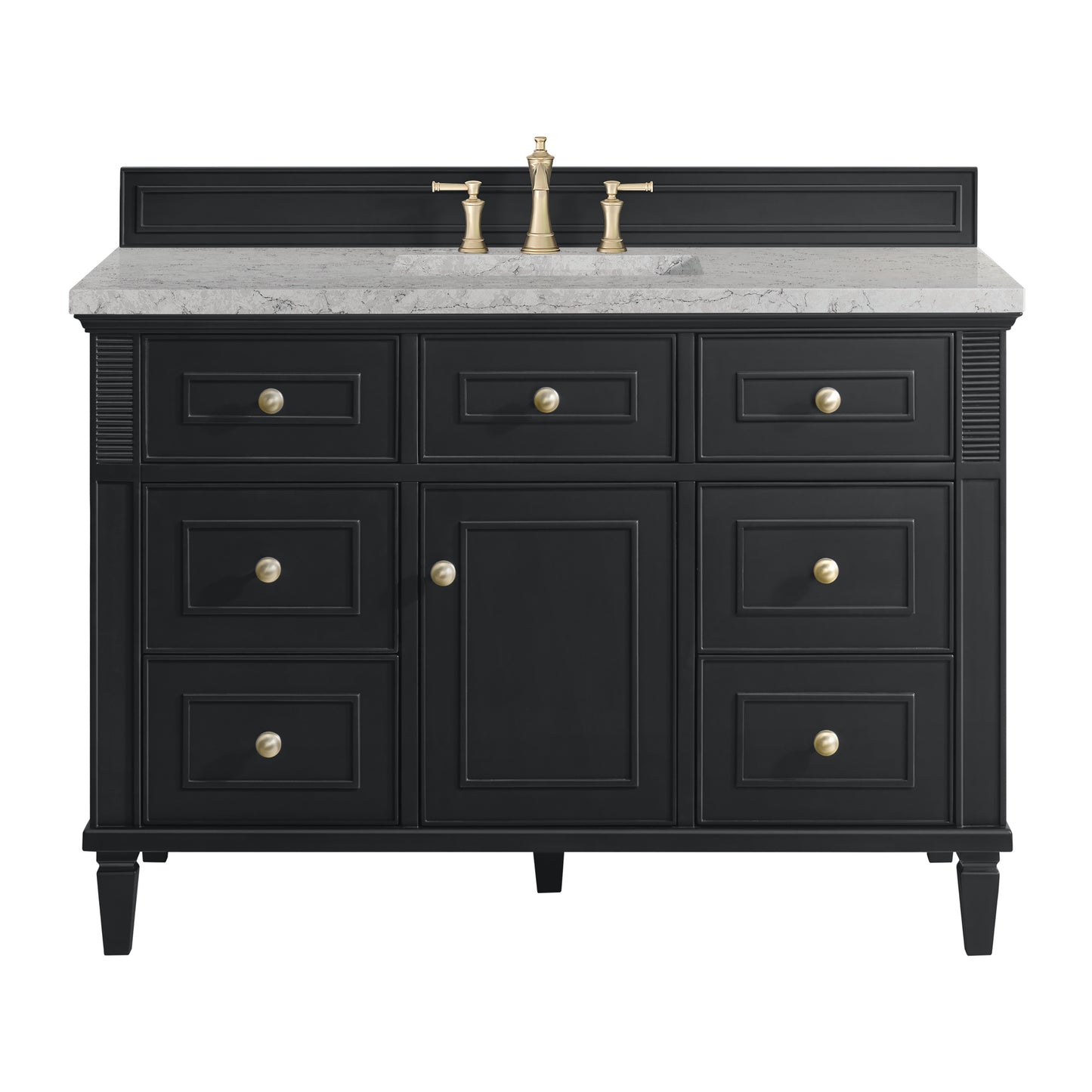 James Martin Vanities Lorelai 48" Black Onyx Single Vanity With 3 cm Eternal Jasmine Pearl Silestone Top and FreePower Wireless Charger