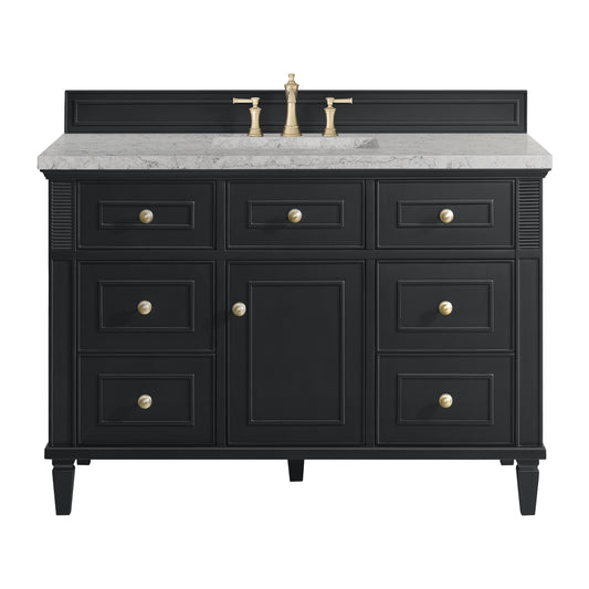 James Martin Vanities Lorelai 48" Black Onyx Single Vanity With 3 cm Eternal Jasmine Pearl Silestone Top and FreePower Wireless Charger