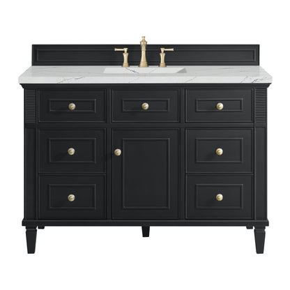James Martin Vanities Lorelai 48" Black Onyx Single Vanity With 3 cm Ethereal Noctis Silestone Top and FreePower Wireless Charger