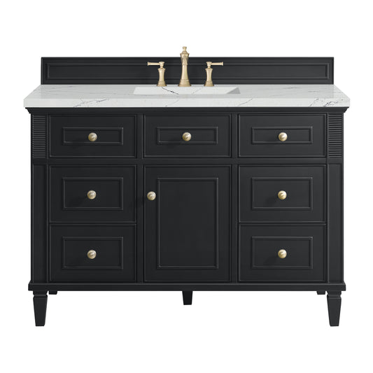 James Martin Vanities Lorelai 48" Black Onyx Single Vanity With 3 cm Ethereal Noctis Silestone Top and FreePower Wireless Charger
