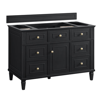 James Martin Vanities Lorelai 48" Black Onyx Single Vanity With 3 cm Parisien Bleu Silestone Top and FreePower Wireless Charger