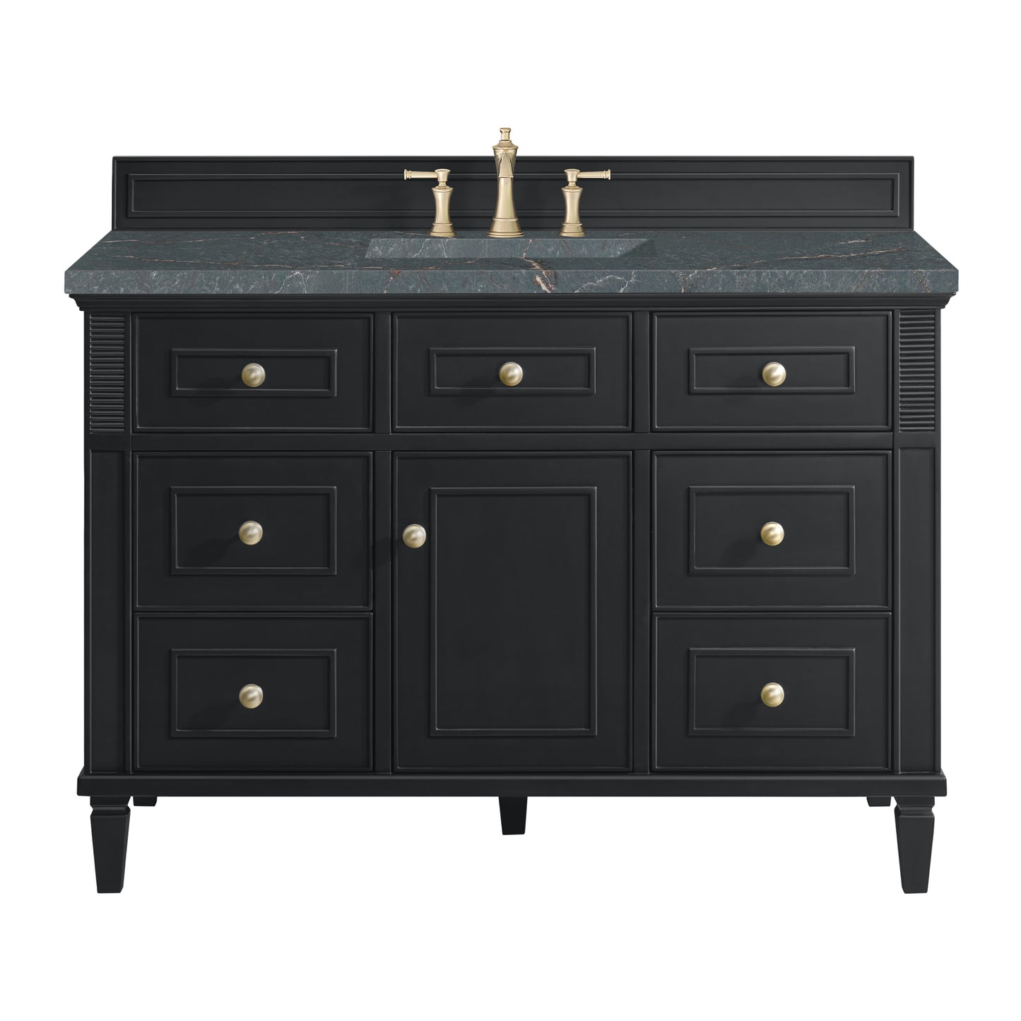 James Martin Vanities Lorelai 48" Black Onyx Single Vanity With 3 cm Parisien Bleu Silestone Top and FreePower Wireless Charger