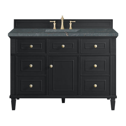 James Martin Vanities Lorelai 48" Black Onyx Single Vanity With 3 cm Parisien Bleu Silestone Top and FreePower Wireless Charger