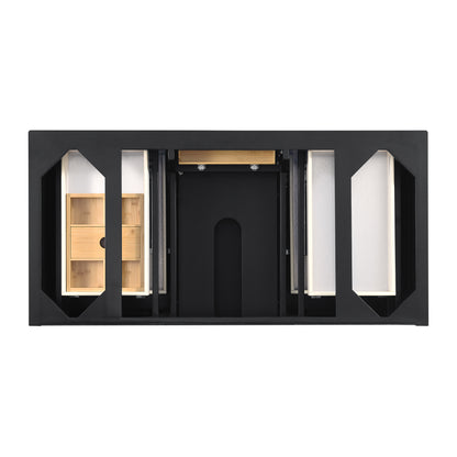 James Martin Vanities Lorelai 48" Black Onyx Single Vanity With 3 cm Victorian Silver Silestone Top and FreePower Wireless Charger