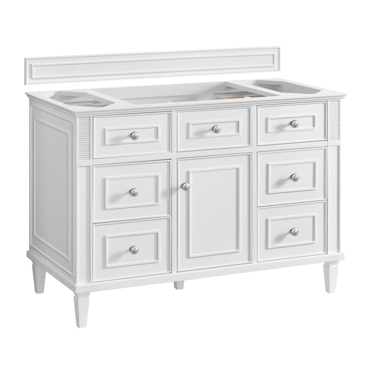 James Martin Vanities Lorelai 48" Bright White Single Vanity With 3 CM Carrara White Marble Top