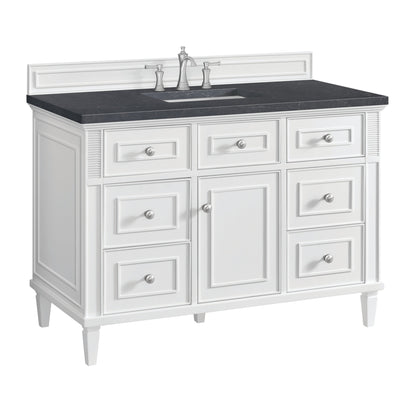 James Martin Vanities Lorelai 48" Bright White Single Vanity With 3 CM Charcoal Soapstone Quartz Top