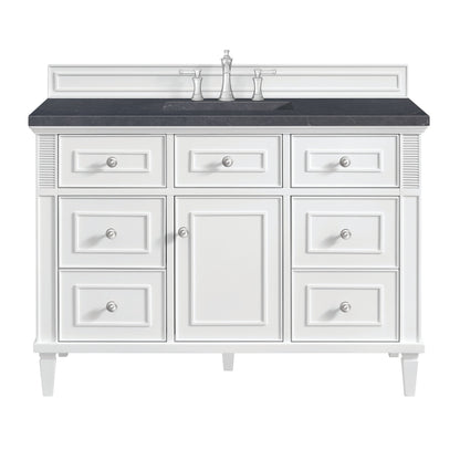 James Martin Vanities Lorelai 48" Bright White Single Vanity With 3 CM Charcoal Soapstone Quartz Top