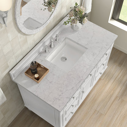 James Martin Vanities Lorelai 48" Bright White Single Vanity With 3 CM Eternal Jasmine Pearl Quartz Top