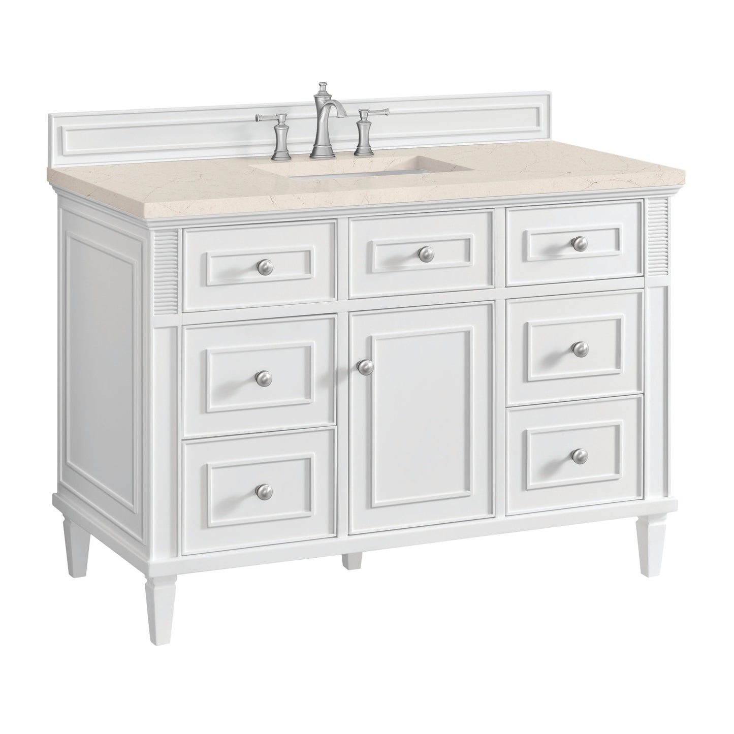 James Martin Vanities Lorelai 48" Bright White Single Vanity With 3 CM Eternal Marfil Quartz Top