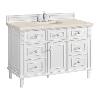 James Martin Vanities Lorelai 48" Bright White Single Vanity With 3 CM Eternal Marfil Quartz Top